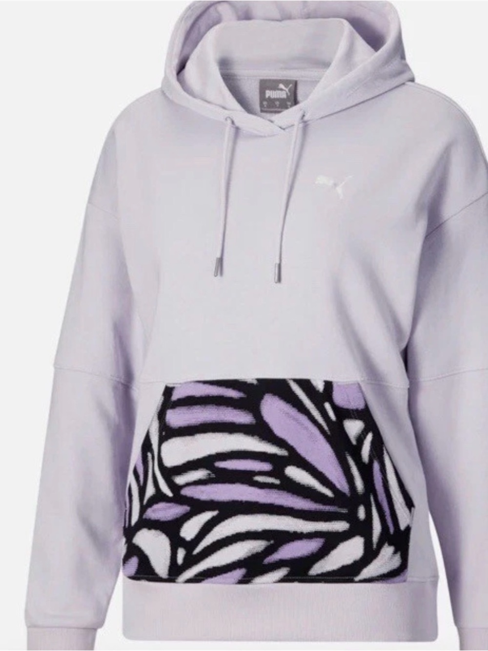 Puma purple Lavender Hoodie with Patterned Fleece Butterfly print Pocket